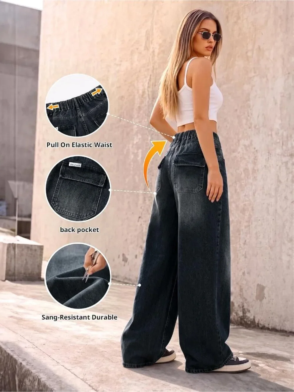 Women's Blue Denim Y2k Straight Leg Button Zipper High Waisted Baggy Jeans